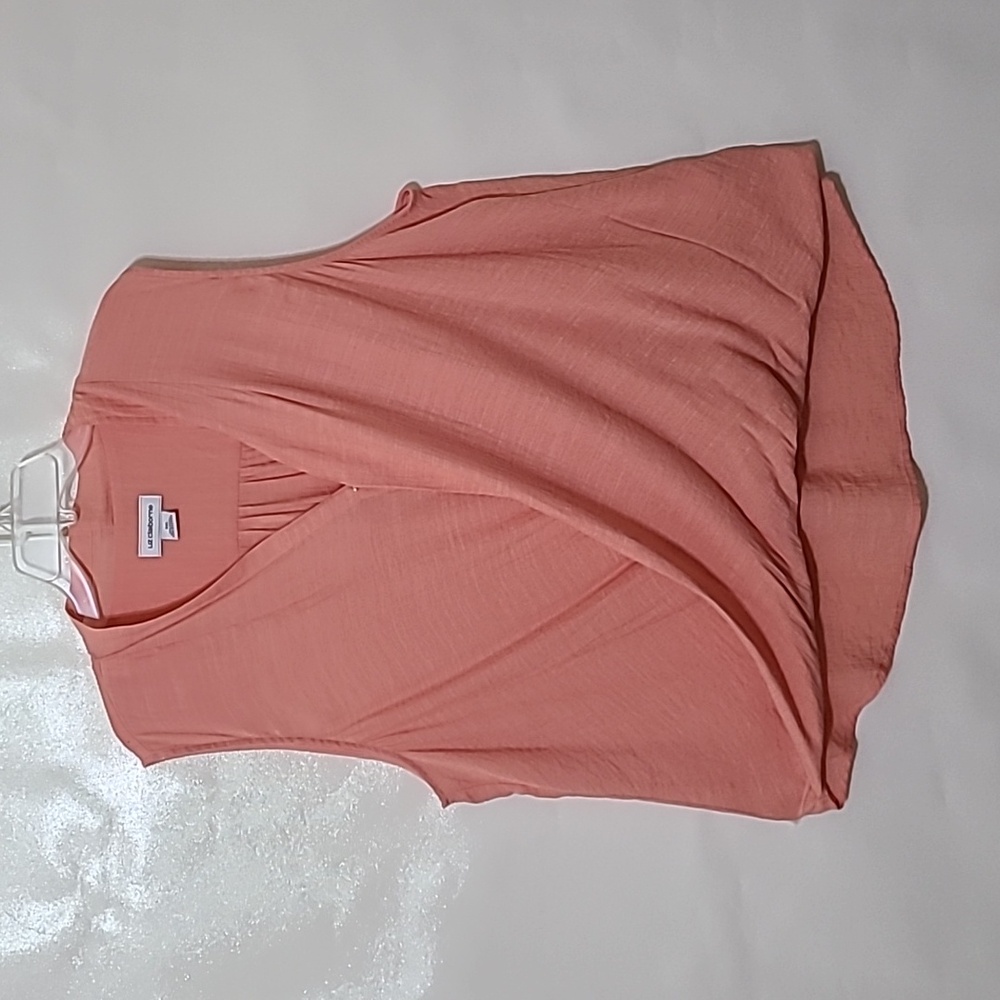 LIZ CLAIBORNE Women's Career Peach V-Neck Blouse - Size XXL